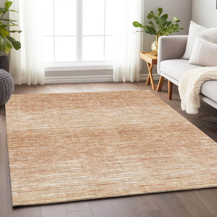 10' X 14' Abstract Washable Area Rug With UV Protection - Salmon And Ivory