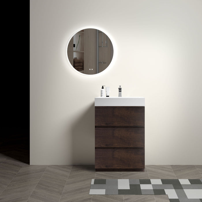 Giga Alice bathroom vanity with large storage, freestanding design, one-piece sink basin, modern style, no drain or faucet included.