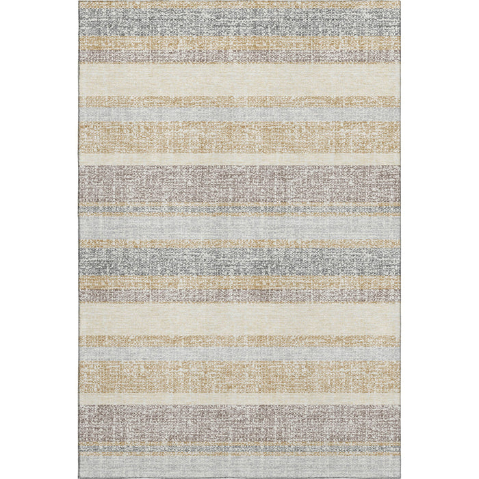 10' X 14' Striped Washable Area Rug With UV Protection (718599) - Gold / Beige