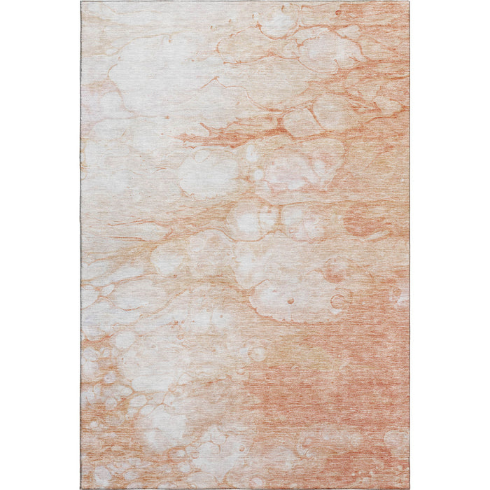 10' X 14' Abstract Washable Area Rug With UV Protection (656759) - Coral / Ivory