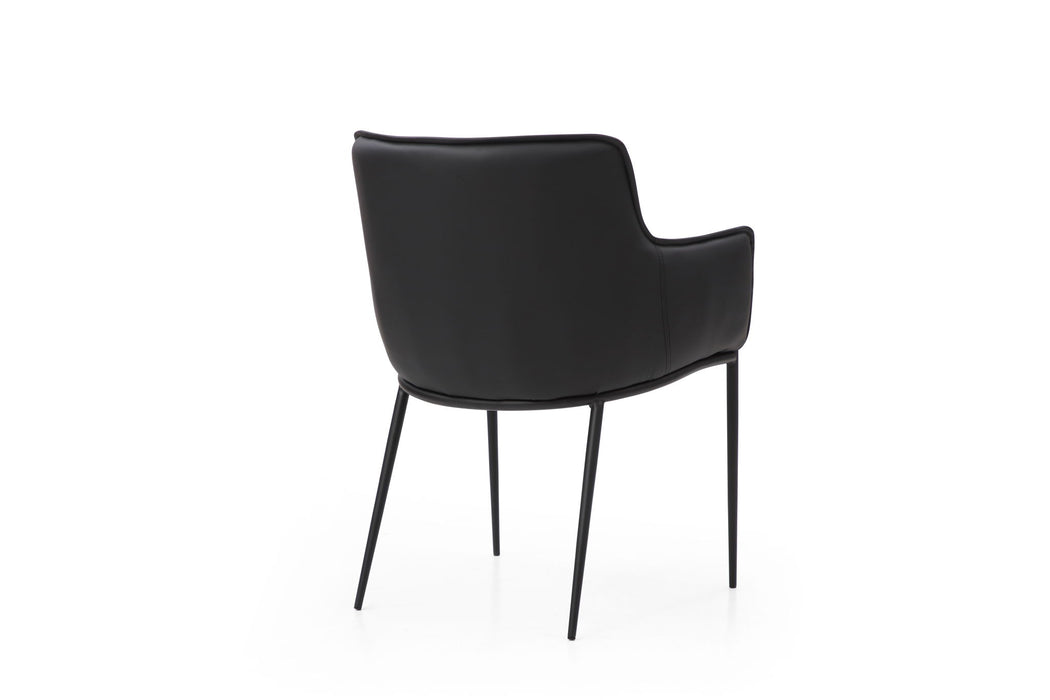 Faux Leather Steel Dining Arm Chair - Black