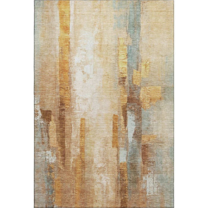10' X 14' Abstract Washable Area Rug With UV Protection (714811) - Copper / Ivory