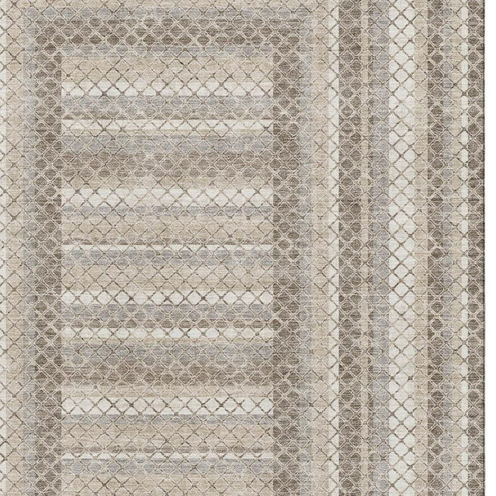 10' X 14' Geometric Washable Area Rug With UV Protection (710897) - Taupe / Ivory / Gray