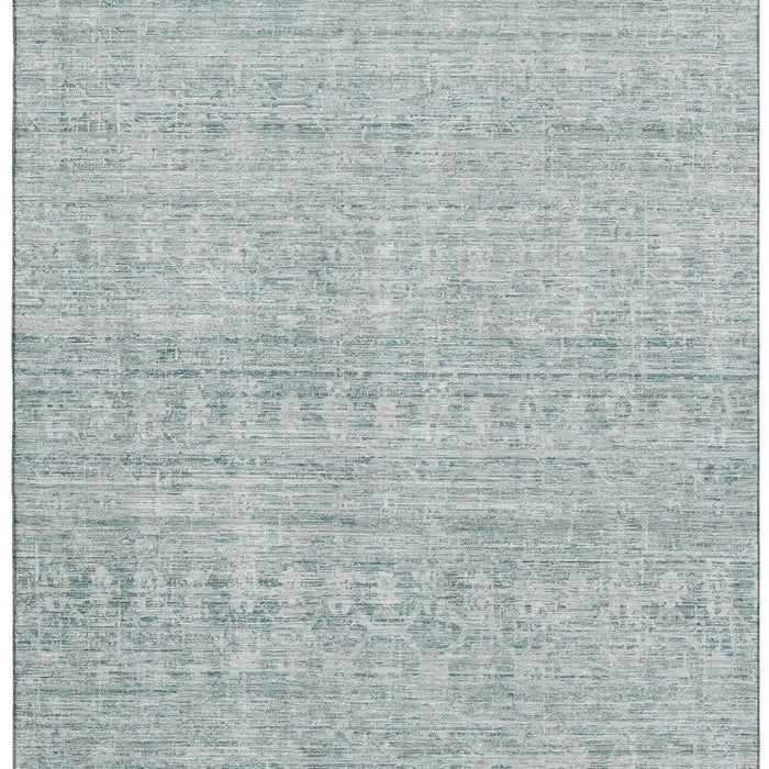 10' X 14' Striped Washable Area Rug With UV Protection (699987) - Turquoise / Ivory