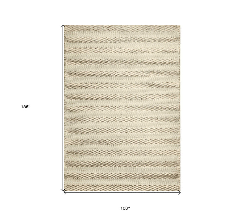 9' x 13' Wool Area Rug - White