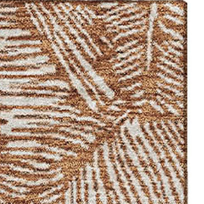 10' X 14' Floral Washable Area Rug With UV Protection (672635) - Rust / Beige