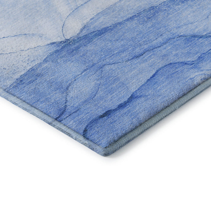 9' X 12' Abstract Washable Area Rug With UV Protection (646857) - Blue / Ivory