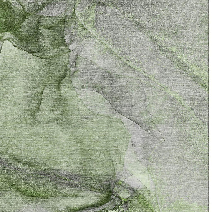 9' X 12' Abstract Washable Area Rug With UV Protection (647421) - Olive Green / Ivory