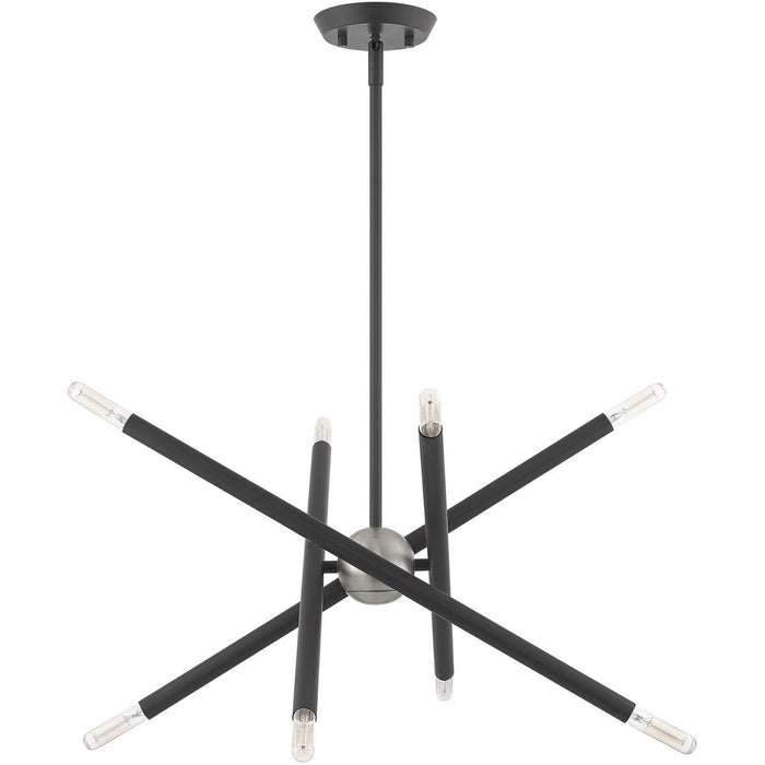 Eight Light Dimmable Chandelier With Shades - Gray