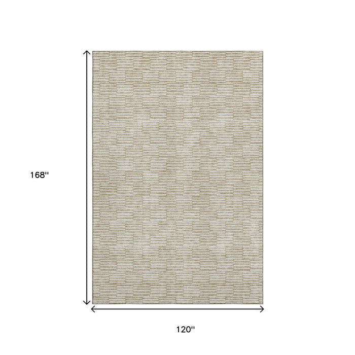 10' X 14' Abstract Geometric Washable Area Rug With UV Protection (672953) - Beige / Ivory