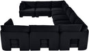 Meridian Furniture Hammond velvet performance fabric 9-piece sectional with upholstered stationary design and modern seating arrangement.