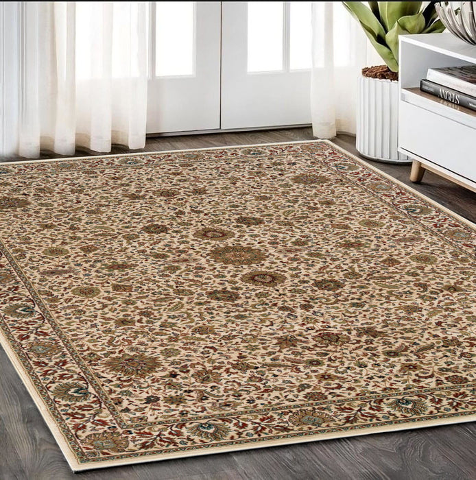 5' X 8' Oriental Area Rug - Ivory And Green