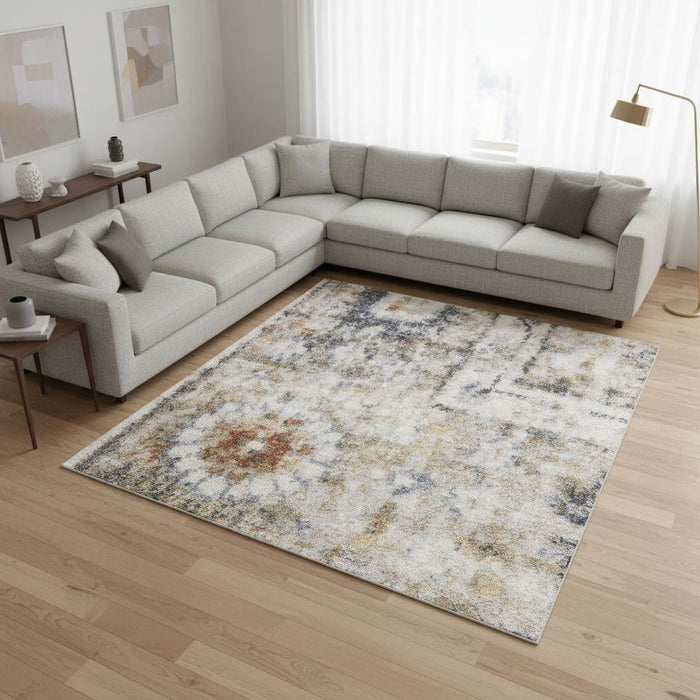 8' X 10' Floral Distressed Area Rug (556349) - Gray