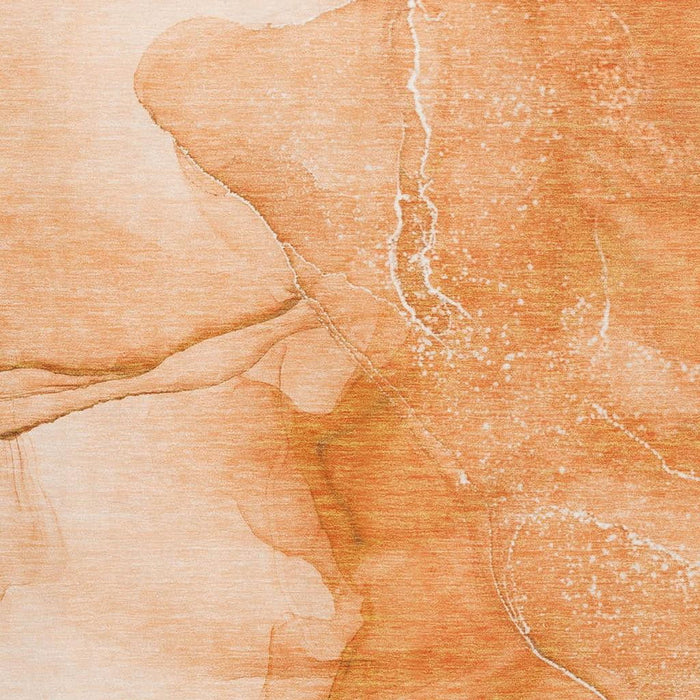 10' X 14' Abstract Washable Area Rug With UV Protection (646870) - Orange / Ivory