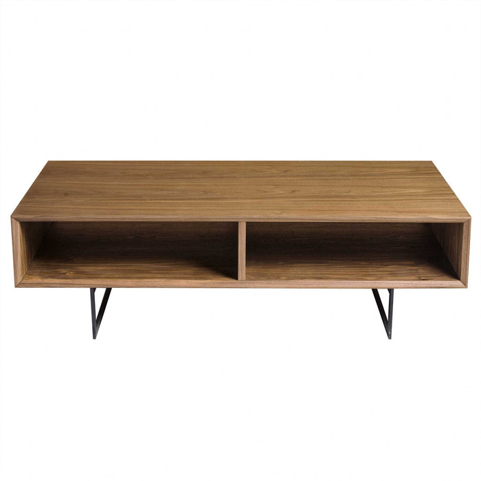 Metal Coffee Table With Two Shelves - Brown And Black