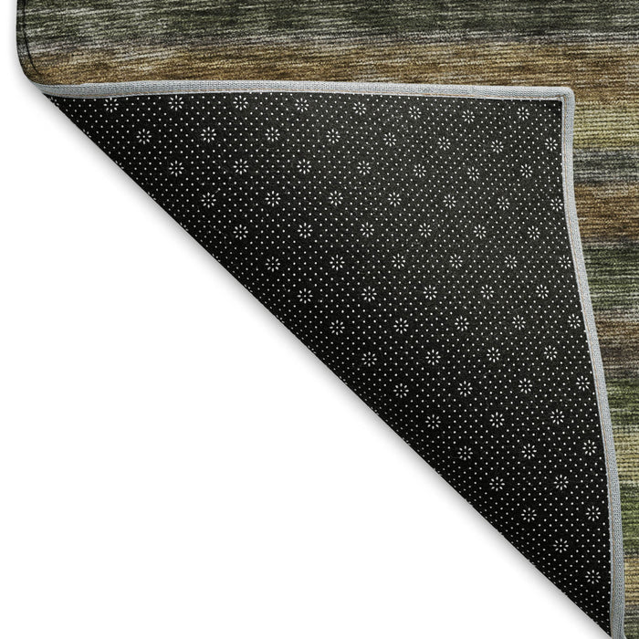 10' X 14' Striped Washable Area Rug With UV Protection (695672) - Brown / Gold / Gray