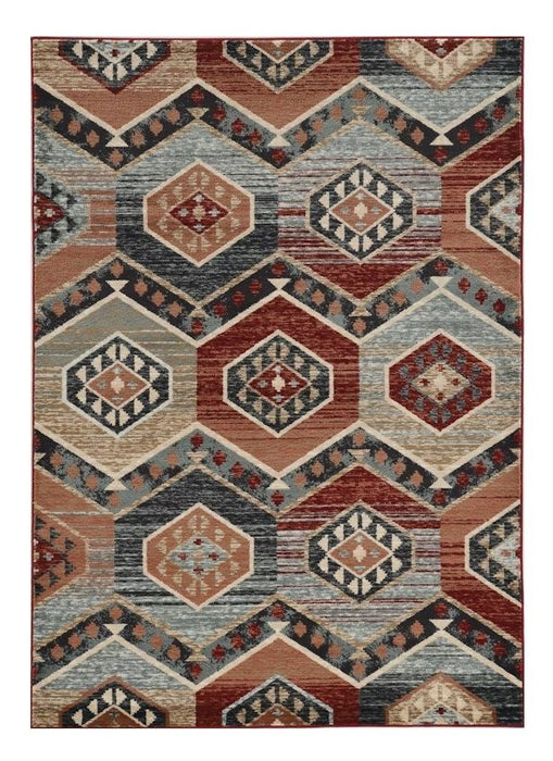 9' x 12' Machine Woven Honeycomb Lodge Indoor Area Rug - Red