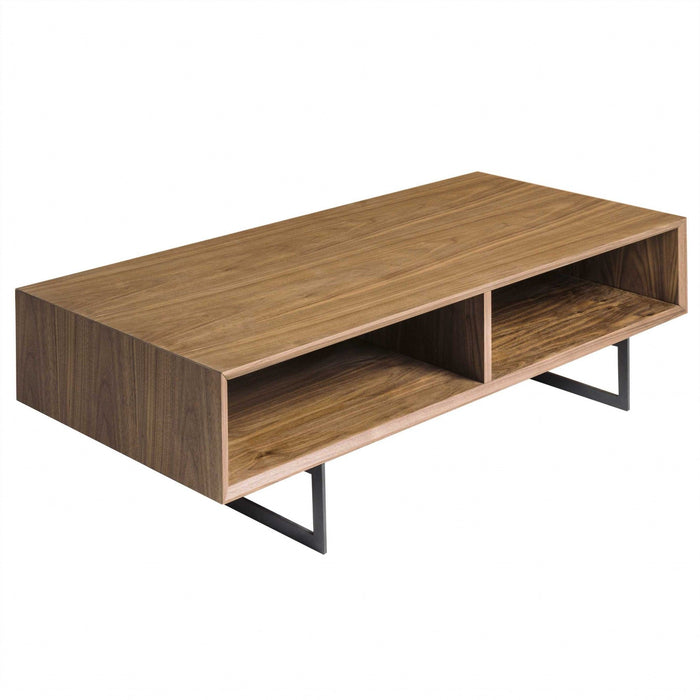 Metal Coffee Table With Two Shelves - Brown And Black