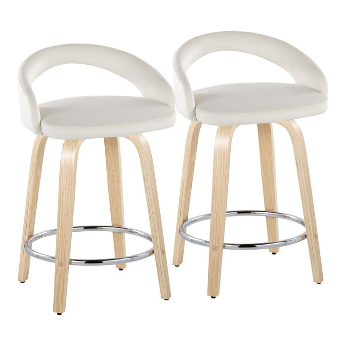 Grotto - 30.5" Upholstered Fixed-Height Counter Stool (Set of 2) - Natural Wood Base