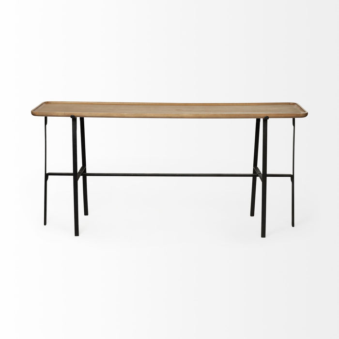 Solid Wood Trestle Console Table - Brown And Black