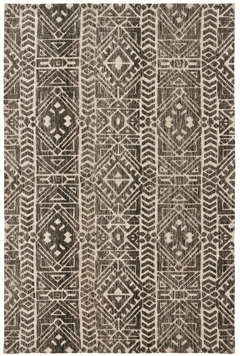 10' x 13' Striped Stain Resistant Area Rug - Brown Taupe And Ivory