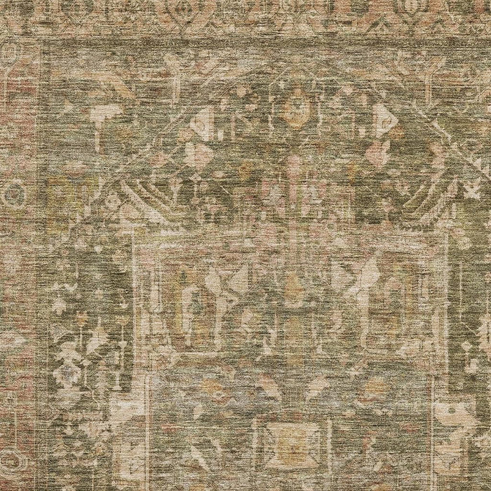 10' X 14' Oriental Washable Area Rug With UV Protection (692418) - Fern Green / Wheat / Copper