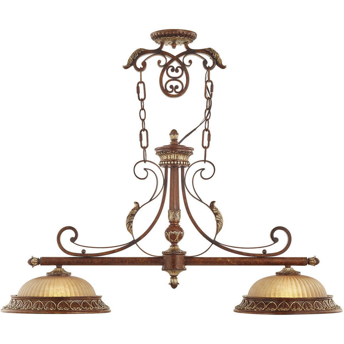 Two Light Metal Dimmable Chandelier With Shades - Bronze