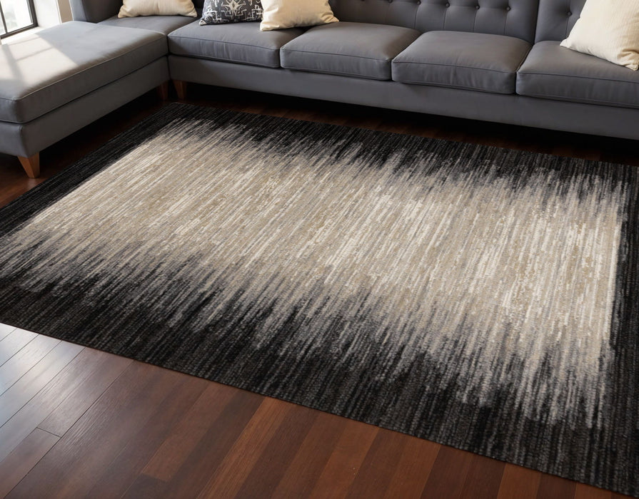 8' X 11' Abstract Area Rug (660114) - Black / Gray / Beige