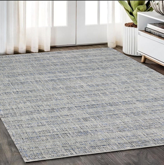 5' X 8' Striped Hand Tufted Area Rug - Gray And Blue