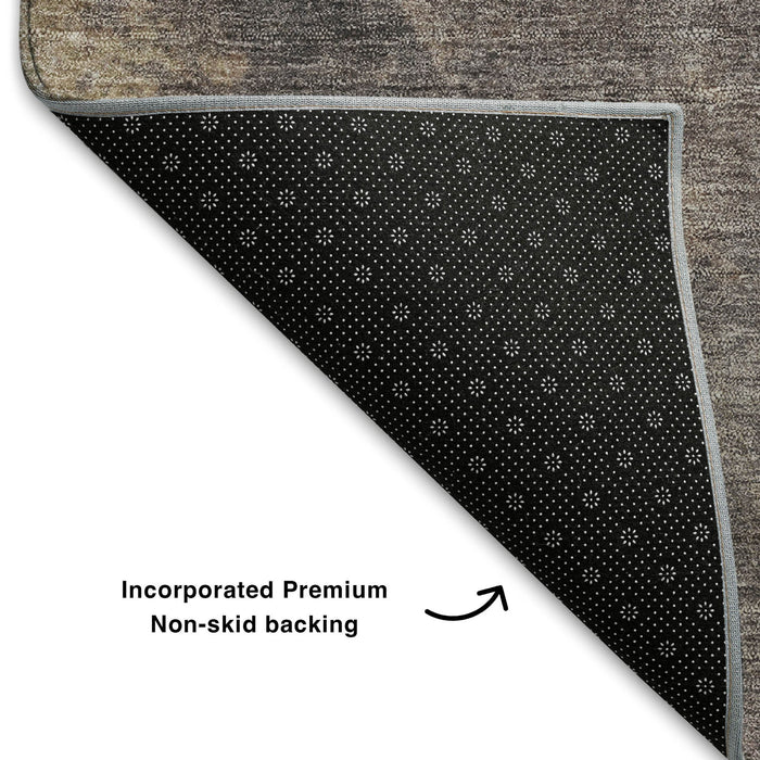 10' X 14' Abstract Washable Area Rug With UV Protection (710064) - Copper / Taupe