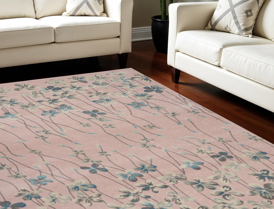 9' X 12' Floral Area Rug - Pink