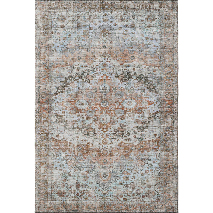 10' X 14' Oriental Washable Area Rug With UV Protection (700289) - Rust / Beige