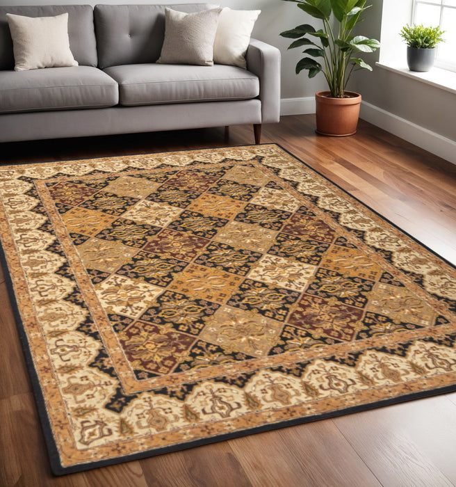 5' X 8' Geometric Hand Tufted Area Rug - Gold