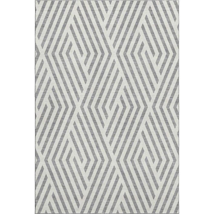 8' X 10' Geometric Washable Area Rug With UV Protection (648542) - Gray / Ivory