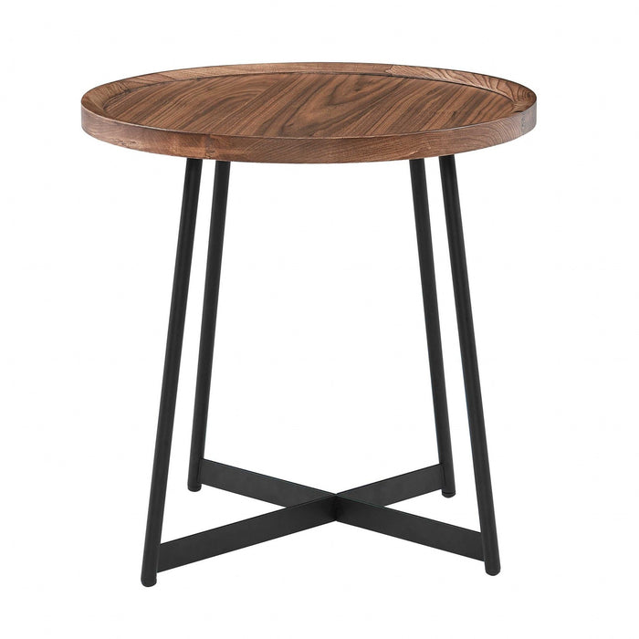 Round Side Table - American Walnut And Black