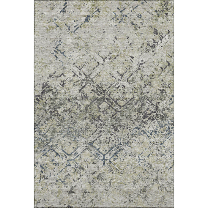 9' X 12' Diamond Washable Area Rug With UV Protection - Silver