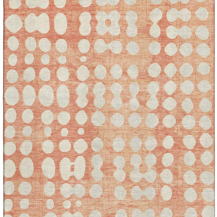 10' X 14' Polka Dot Washable Area Rug With UV Protection (669108) - Coral / Beige