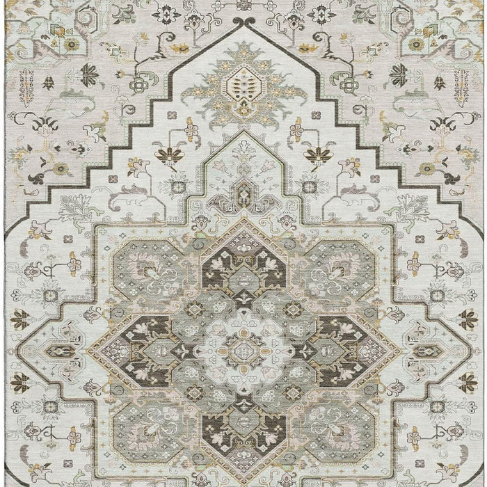 10' X 14' Oriental Washable Area Rug With UV Protection (681317) - Ivory / Gray / Beige