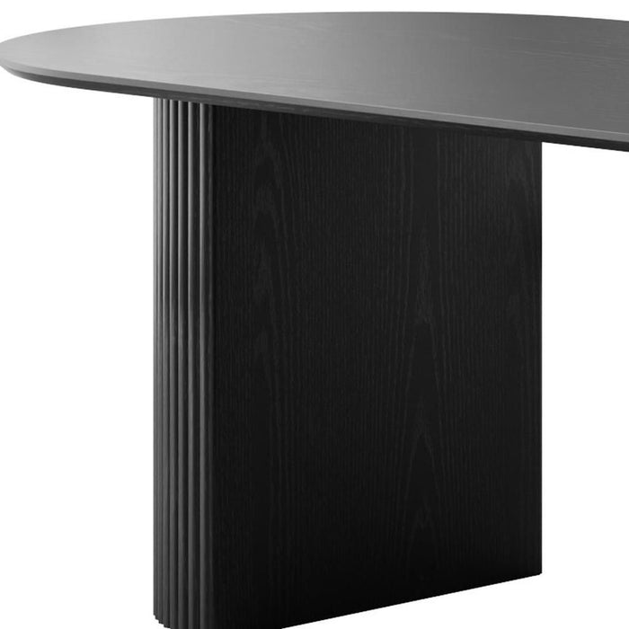 79'' Wood Double Pedestal Base Oval Dining Table - Black