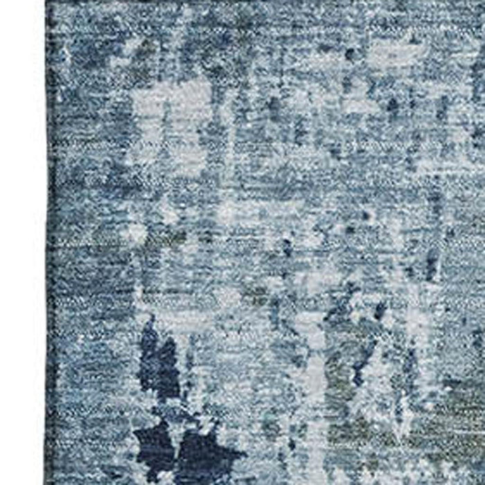 10' X 14' Abstract Washable Area Rug With UV Protection (700709) - Blue / Ivory