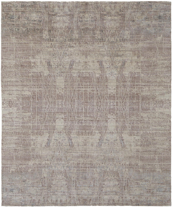 9' X 12' Abstract Hand Woven Area Rug (744374) - Tan / Pink / Gray