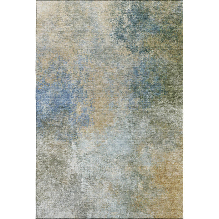 10' X 14' Abstract Washable Area Rug With UV Protection (710574) - Khaki / Blue / Gold