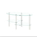 Modern Giga transparent oval glass coffee table with oak wood legs and three-layer design, ideal for living room decor.