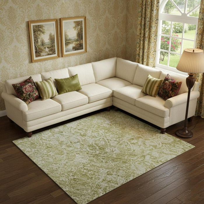 10' X 14' Oriental Washable Area Rug With UV Protection (700631) - Wheat / Ivory