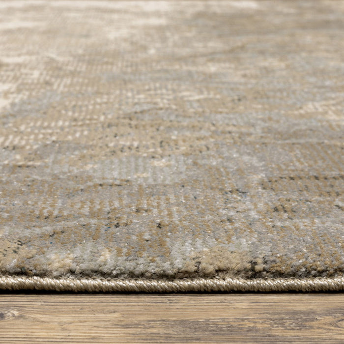 5' x 7' Abstract Power Loom Area Rug - Ivory And Gray