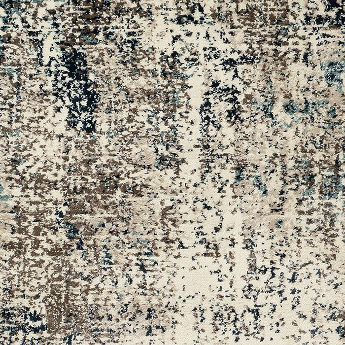 9.3' x 12' Abstract Power Loom Area Rug - Ivory Blue And Gray