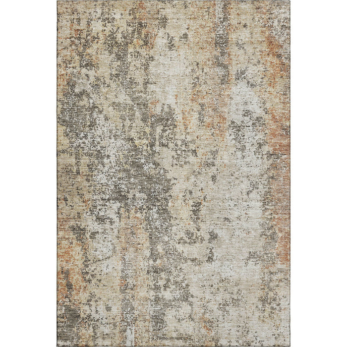 10' X 14' Abstract Washable Area Rug With UV Protection (687107) - Terra Cotta / Brown / Gray