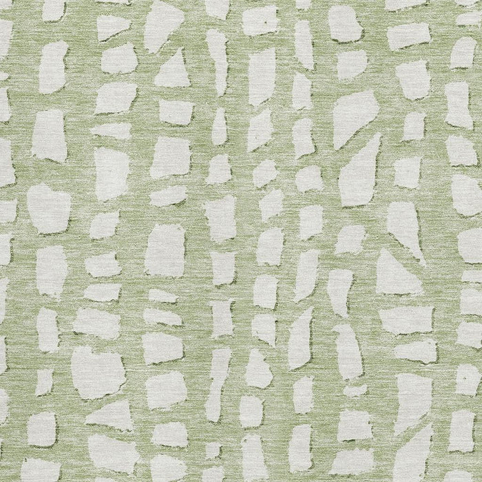 8' X 10' Cobblestone Washable Area Rug With UV Protection - Artichoke Green And Ivory