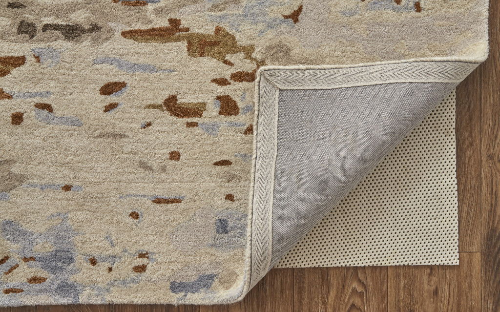 8' x 10' Wool Abstract Tufted Handmade Stain Resistant Area Rug - Ivory Blue And Brown