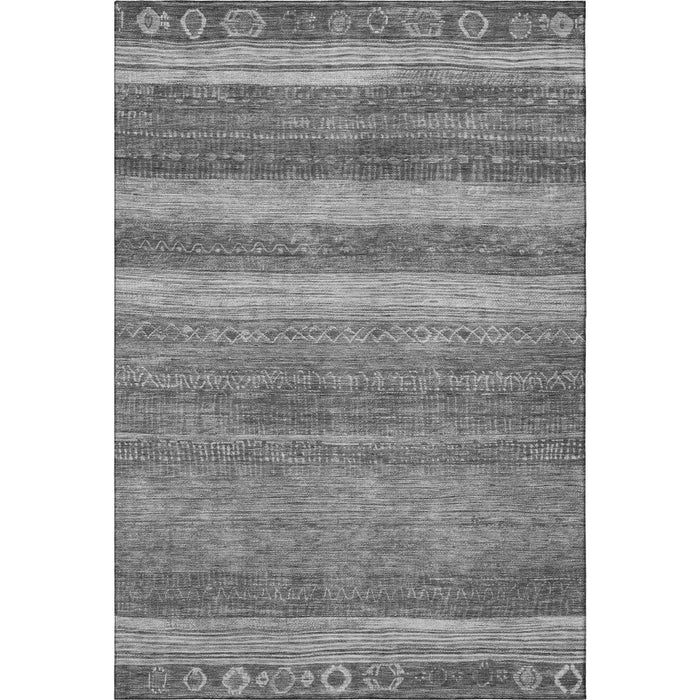 10' X 14' Geometric Washable Area Rug With UV Protection (705623) - Gray / Silver